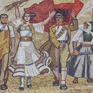 Albania, Tirana, Skanderbeg Square, National Historical Museum, mosaic