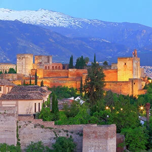Alhambra and mountains of Sierra Nevada, Granada, Andalusia, Spain