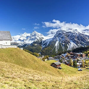 Alpine village of Arosa in autumn. Arosa, Canton of Graubunden, Switzerland