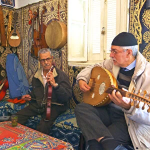 Andalusian Musicians at Les Fils Du Detroit Cafe, Tangier, Morocco, North Africa