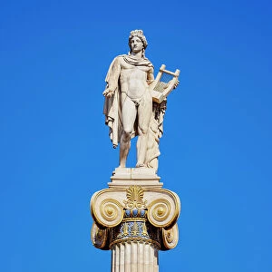 Apollo with Lyre Column in front of The Academy of Athens, Athens, Attica, Greece