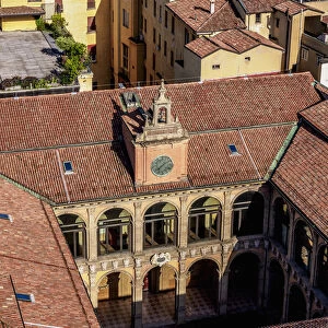 Archiginnasio of Bologna, elevated view, Bologna, Emilia-Romagna, Italy