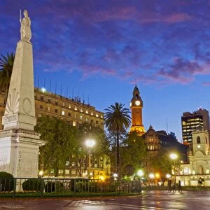 Argentina, Buenos Aires Province, City of Buenos Aires, Monserrat, Twilight view