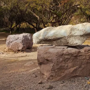 Argentina, Jujuy Province, Tilcara, View of Bell Stone in the Pucara de Tilcara, pre-Inca