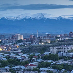 Armenia, Yerevan, high angle city skkyline from the east