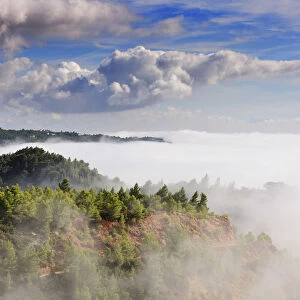 Arrabida Natural Park in a foggy morning. Portugal