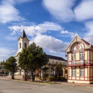 Arturo Prat Main Square, Puerto Natales, Ultima Esperanza Province, Patagonia, Chile