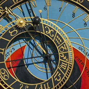 Detail of Astronomical clock (Orloj) after reconstruction in 2018, Old Town Square