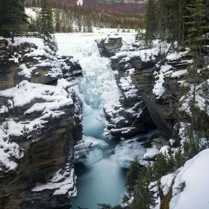 Athabasca Falls in Winter, Alberta, Canada