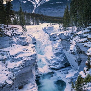 Athabasca Falls in Winter, Jasper National Park, Aberta, Canada