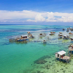 atilt houses around Bodgaya Lagoon, Tun Sakaran Marine Park, Semporna, Sabah, Borneo