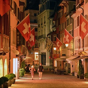 Augustinergasse at night, Zurich, Switzerland, Europe