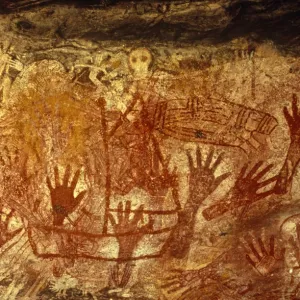 Australia, Northern Territory, Arnhem Land, nr Mt Borradaile. Aboriginal rock art in Major Art