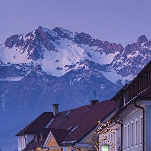 Austria, Styria, Admont, town view, dusk