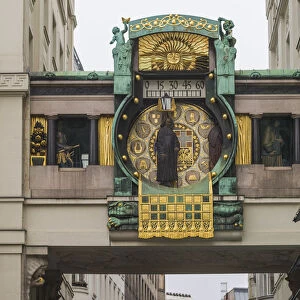 Austria, Vienna, Ankeruhr clock, Hoher Markt square, Viennese Secession style