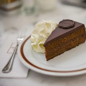 Austria, Vienna, Cafe Sacher, slice of Sacher Torte