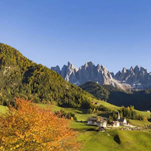 Autumn in the Italian Dolomites Alps, Funes Valley, Trentino Alto Adige, Italy