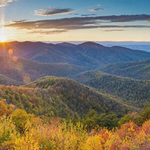 Autumn Sunset, Blue Ridge Mountains, Shenandoah National Park, Virginia, USA