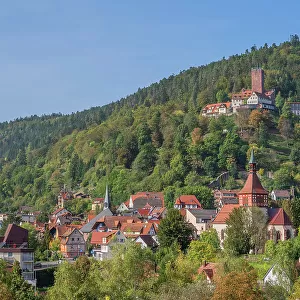 Bad Liebenzell with Liebenzell castle and St. Blasius, Northern Black Forest, Baden-Wurttemberg, Germany