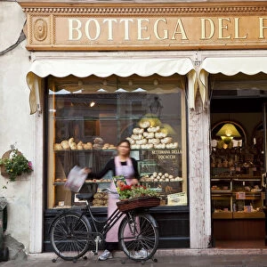 Bakery selling bread, cakes & pizza, Bassano del Grappa, Veneto, Italy