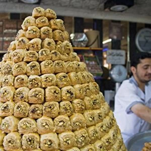 Baklava for sale in a patisserie in downtown Damascus