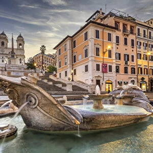 Barcaccia fountain, Piazza di Spagna and Spanish Steps, Rome, Lazio, Italy