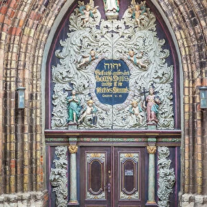 Baroque portal of the Nikolaikirche at the Alter Markt in Stralsund, Mecklenburg-West Pomerania, Baltic Sea, North Germany, Germany