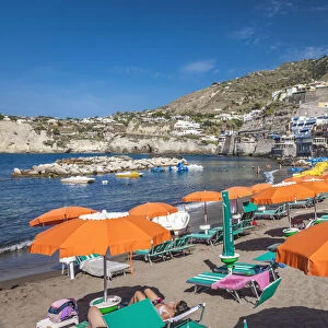 Bathing beach of Sant Angelo, Ischia Island, Gulf of Naples, Campania, Italy