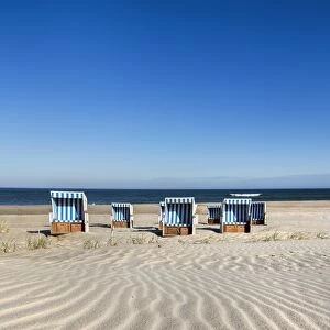 Beach baskets on the beach, Sylt Island, Northern Frisia, Schleswig-Holstein, Germany