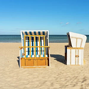 Beach chairs on beach, Boltenhagen, Nordwestmecklenburg, Mecklenburg-Western Pomerania, Germany