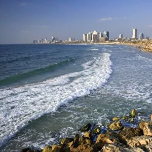 Beach and Tel Aviv from Jaffo Old Port, Israel