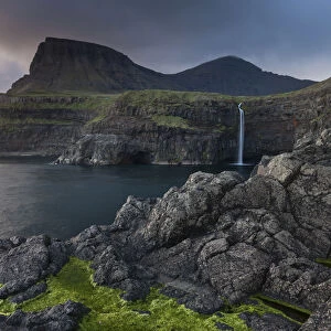 The beautiful coastline of Gasadalur on the island of Vagar, Faroe Islands, Europe