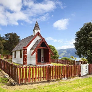 The beautiful little Onuku Church, Akaroa, Banks Peninsular, Canterbury, South Island