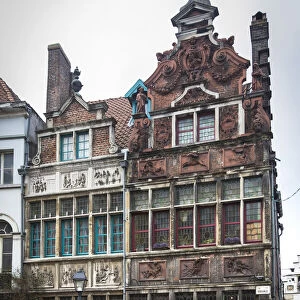 Belgium, Flanders, Ghent, Traditional Flemish houses in Kraanlei Street
