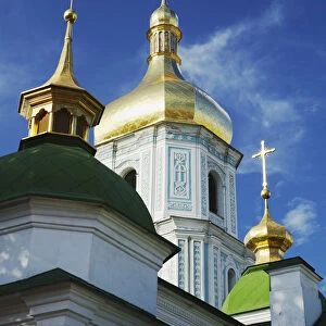 Bell tower and spires of St Sophias Cathedral, Kiev, . Ukraine