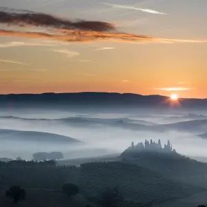 Belvedere and landscape, Val d Orcia, Tuscany, Italy Belvedere and landscape, Val d Orcia, Tuscany, Italy