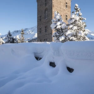 Belvedere Tower in Maloja Pass, Bregaglia Valley, canton of Graubunden, Engadin