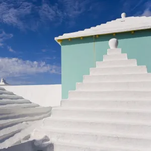 Bermuda, traditional white stone roofs on colourful Bermuda houses