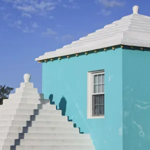 Bermuda, traditional white stone roofs on colourful Bermuda houses