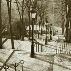 Black and White Print of Montmartre Steps Black and White Print of Montmartre Steps