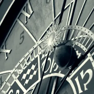 Black and White Print of Old Town Hall Astronomical Clock Black and White Print of Old Town Hall Astronomical Clock