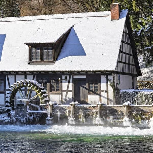 Mill at Blautopf Spring, Blaubeuren, Swabian Jura, Baden-Wurttemberg, Germany