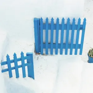 Blue gates and white steps, Emporio, Santorini, Cyclades Islands, Greece, Europe