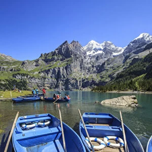 Boat trip around Lake Oeschinensee Bernese Oberland Kandersteg Canton of Bern Switzerland