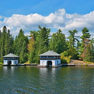 Boathouses on Lake of the Woods Kenora, Ontario, Canada