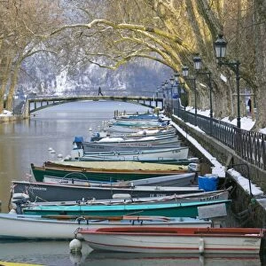 Boats along Canal du Vasse, Annecy, Haute-Savoie, France