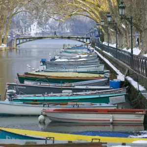 Boats along Canal du Vasse, Annecy, Haute-Savoie, France