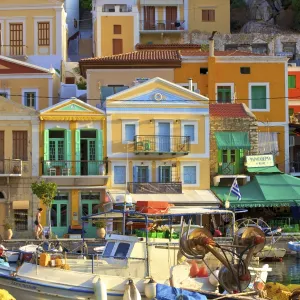 Boats In Symi Harbour, Symi, Dodecanese, Greek Islands, Greece, Europe