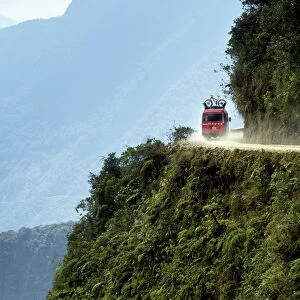 Bolivia, Worlds Most Dangerous Road, Andes Mountains, Support Van For Mountain