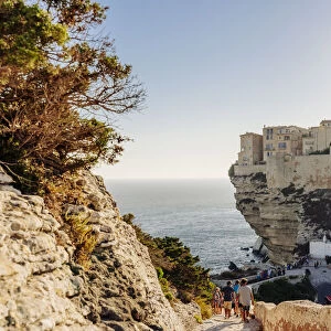 Bonifacio, city and steep cliffs above the Mediterranean sea, Corsica, France